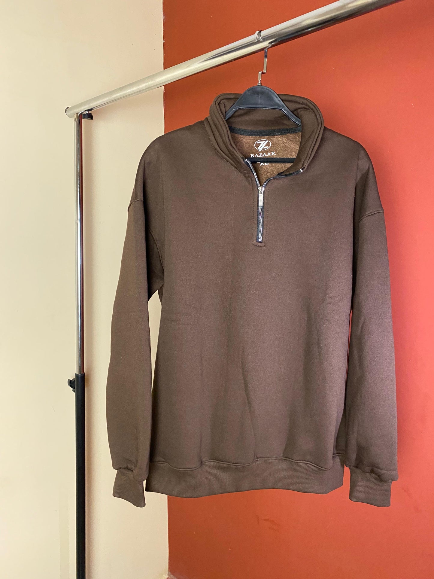 Half-zip-Dark brown